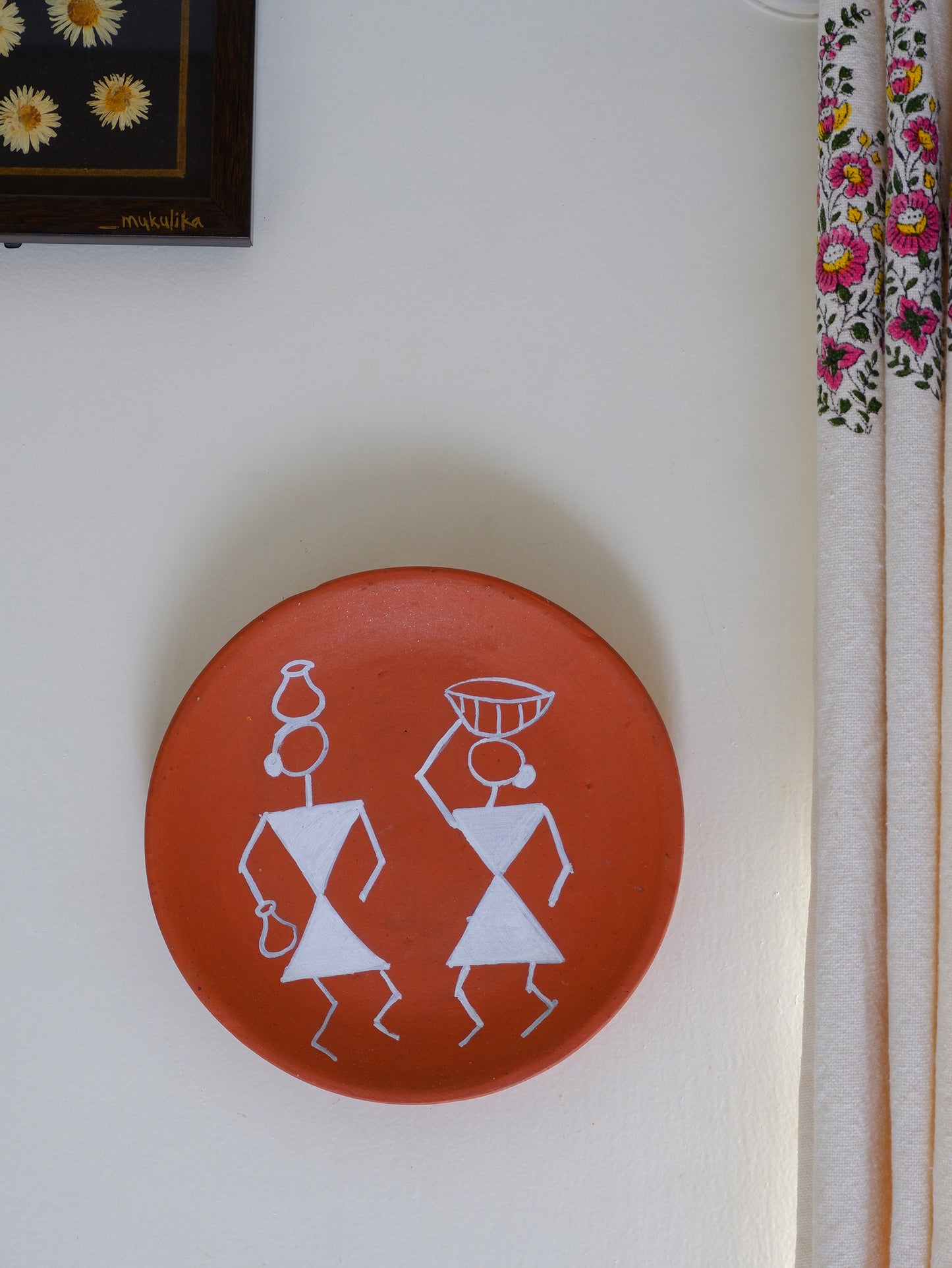 Warli Art Paint on 8 inch DIY Terracotta Wall Plate
