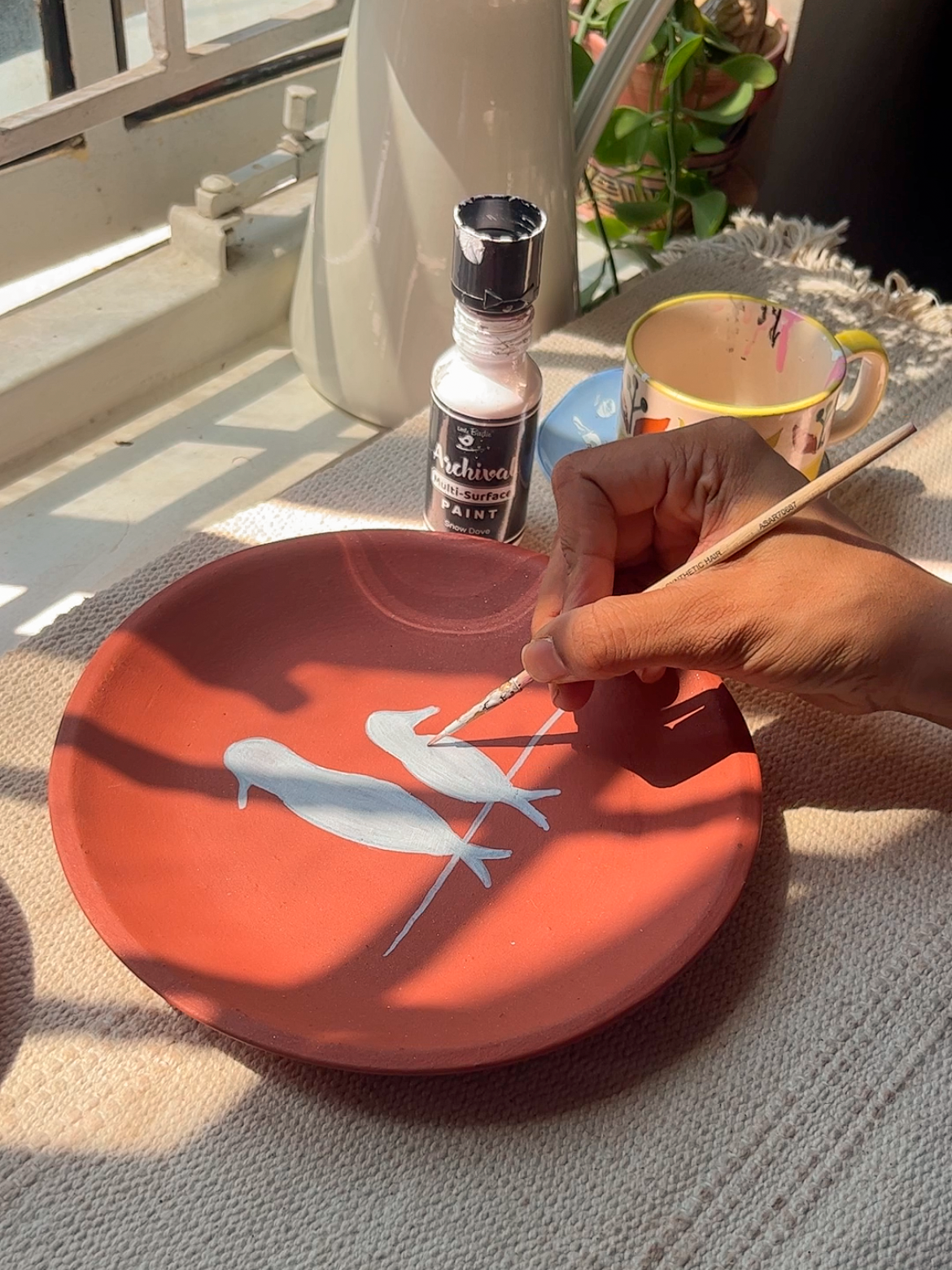 Unpainted terracotta wall plate in two sizes, perfect for custom design projects like mandala, abstract or quote art.