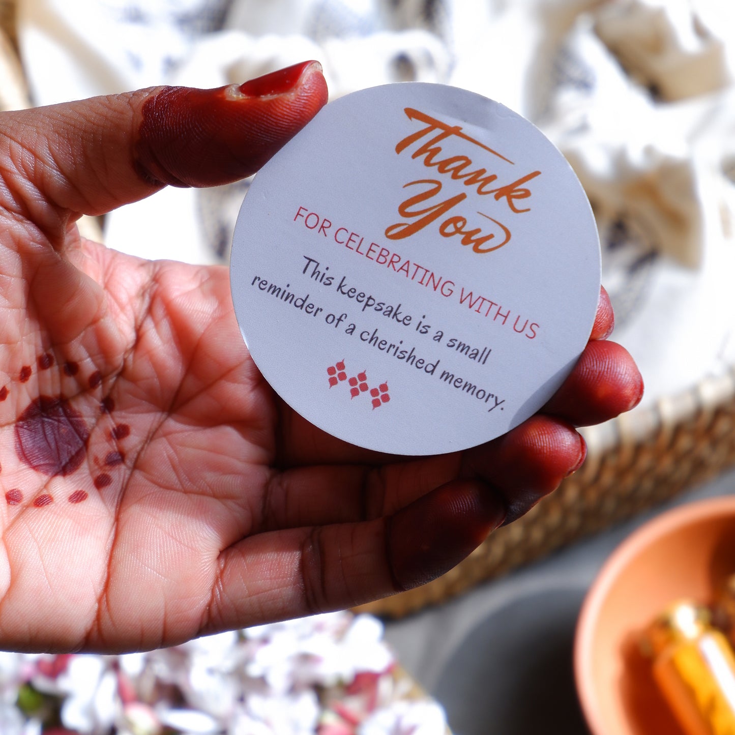 Thank You card for Kolam fridge magnets return gifts