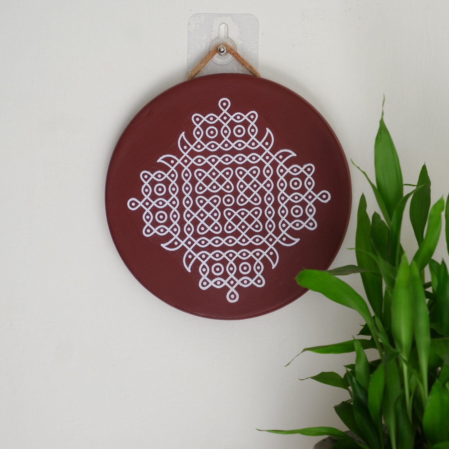 Sumati Maroon Kolam Wall Plate-8"