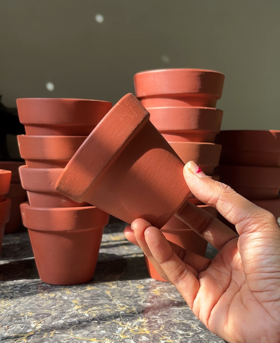 Birch Terracotta Planter 3.5"-set of 3 Seconds Sale