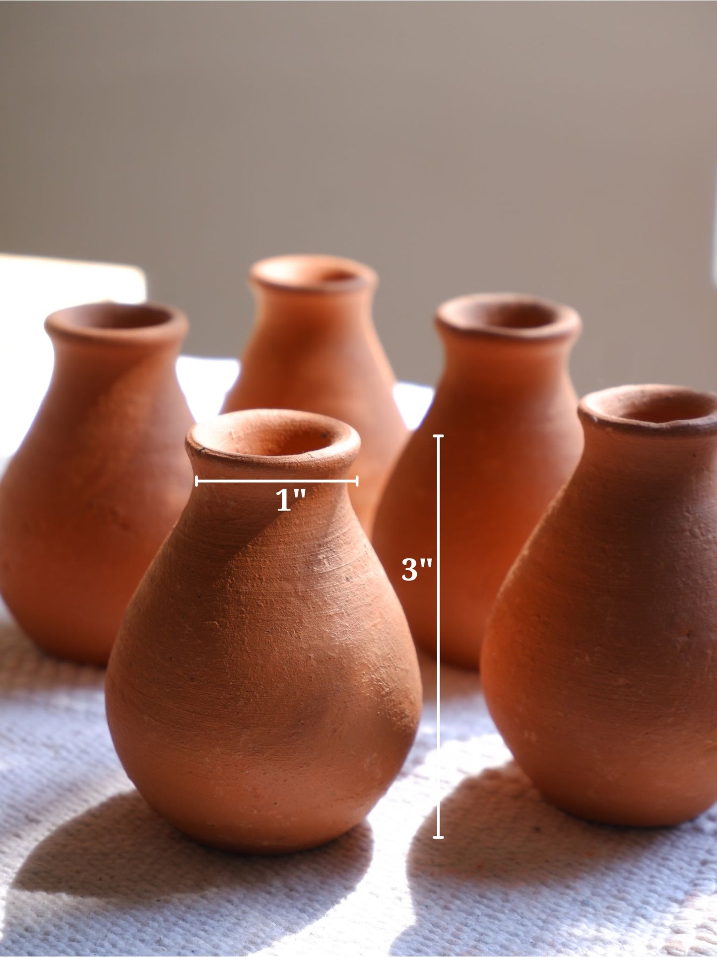 Tiny Terracotta Bud Vases- Set of 3