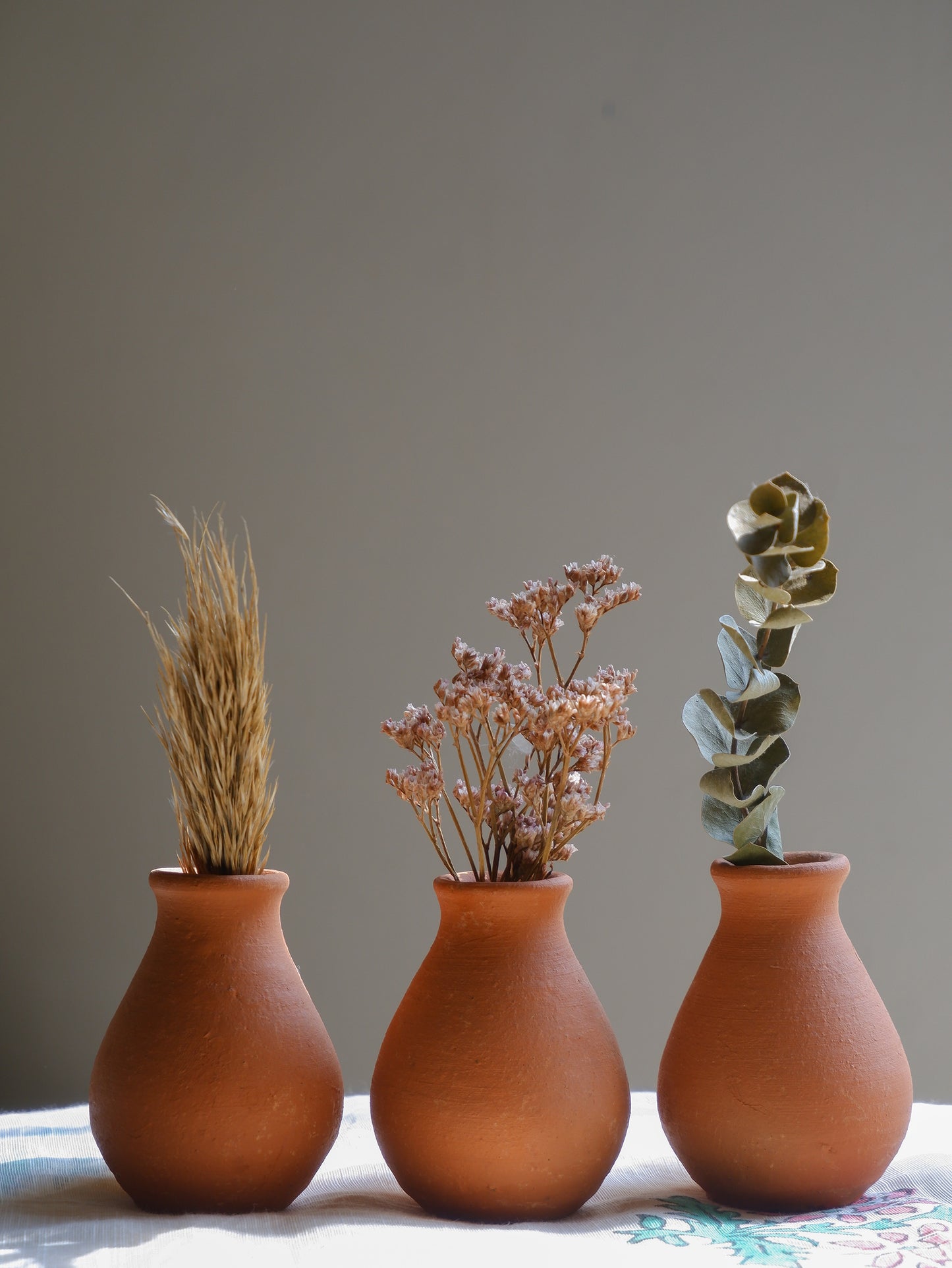 Tiny Terracotta Bud Vases- Set of 3