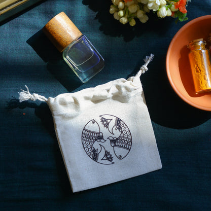 Eco friendly cotton return gift pouch with Madhubani