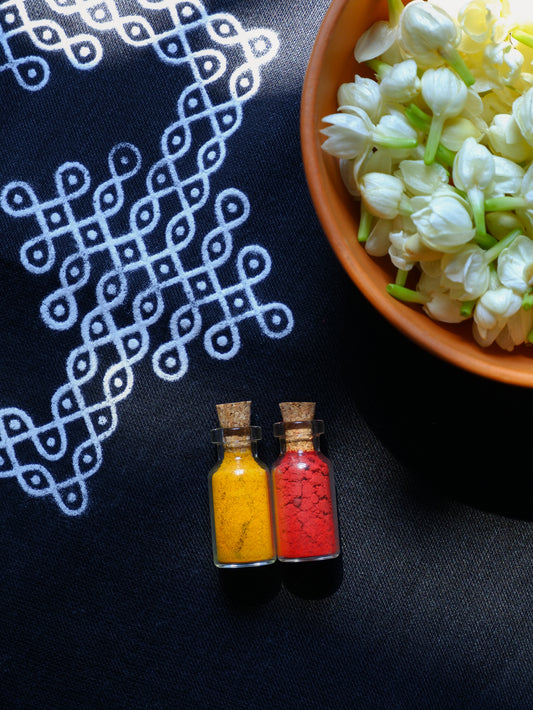 Haldi kumkum glass bottle return gifts set for weddings and pooja favors