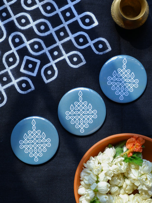 Blue Kolam fridge magnet