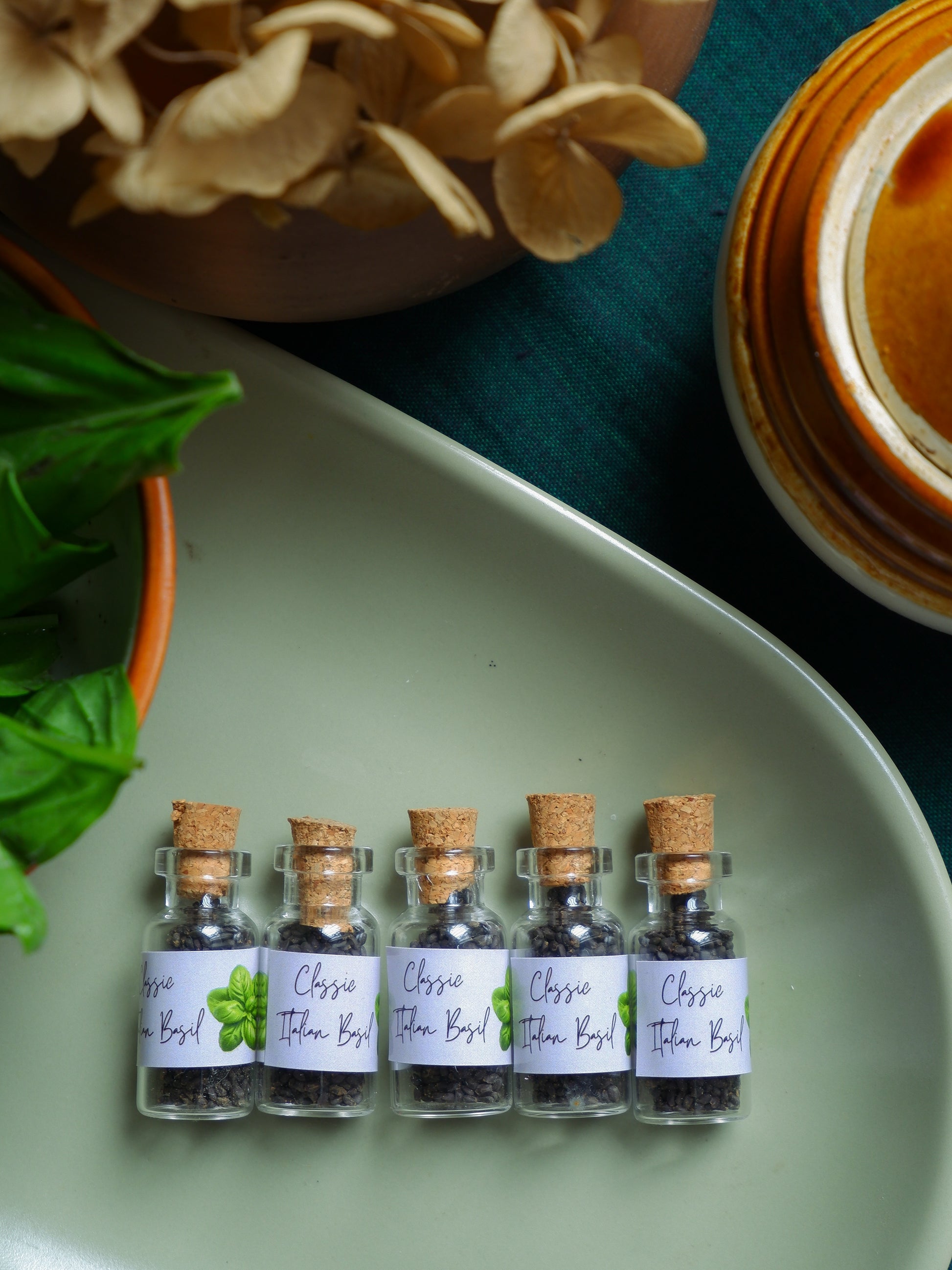 Classic Italian Basil Seed Vial Return Gift in Glass Bottle