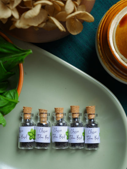 Classic Italian Basil Seed Vial Return Gift in Glass Bottle