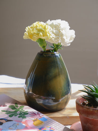 Olive Conical Ceramic Vase