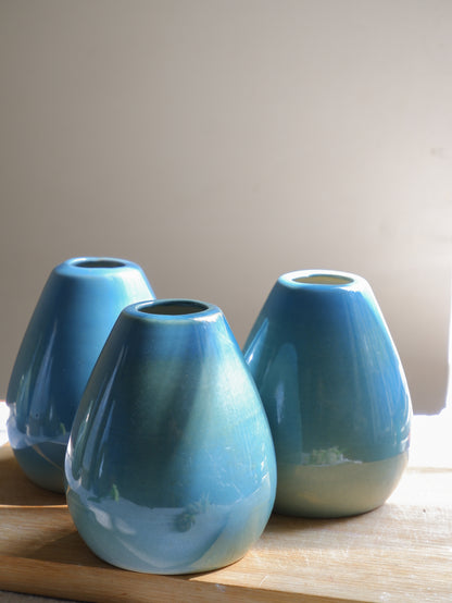 Aqua Conical Ceramic Vase- Seconds Sale