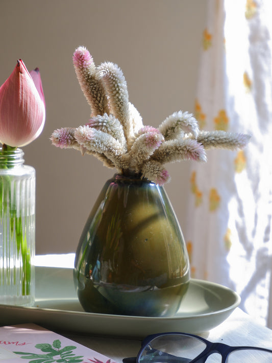 Olive Conical Ceramic Vase