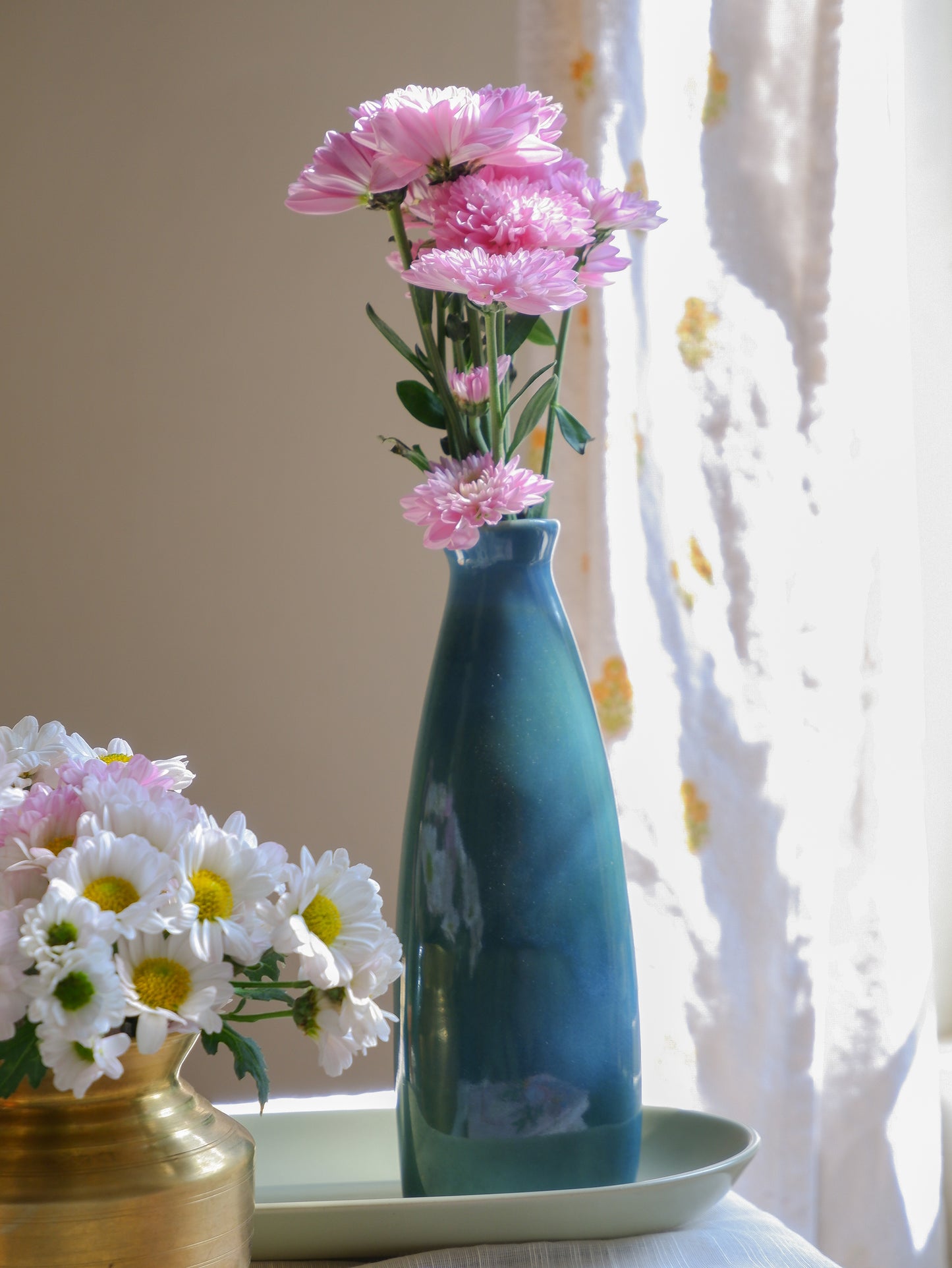 Aqua Bottle Ceramic Vase