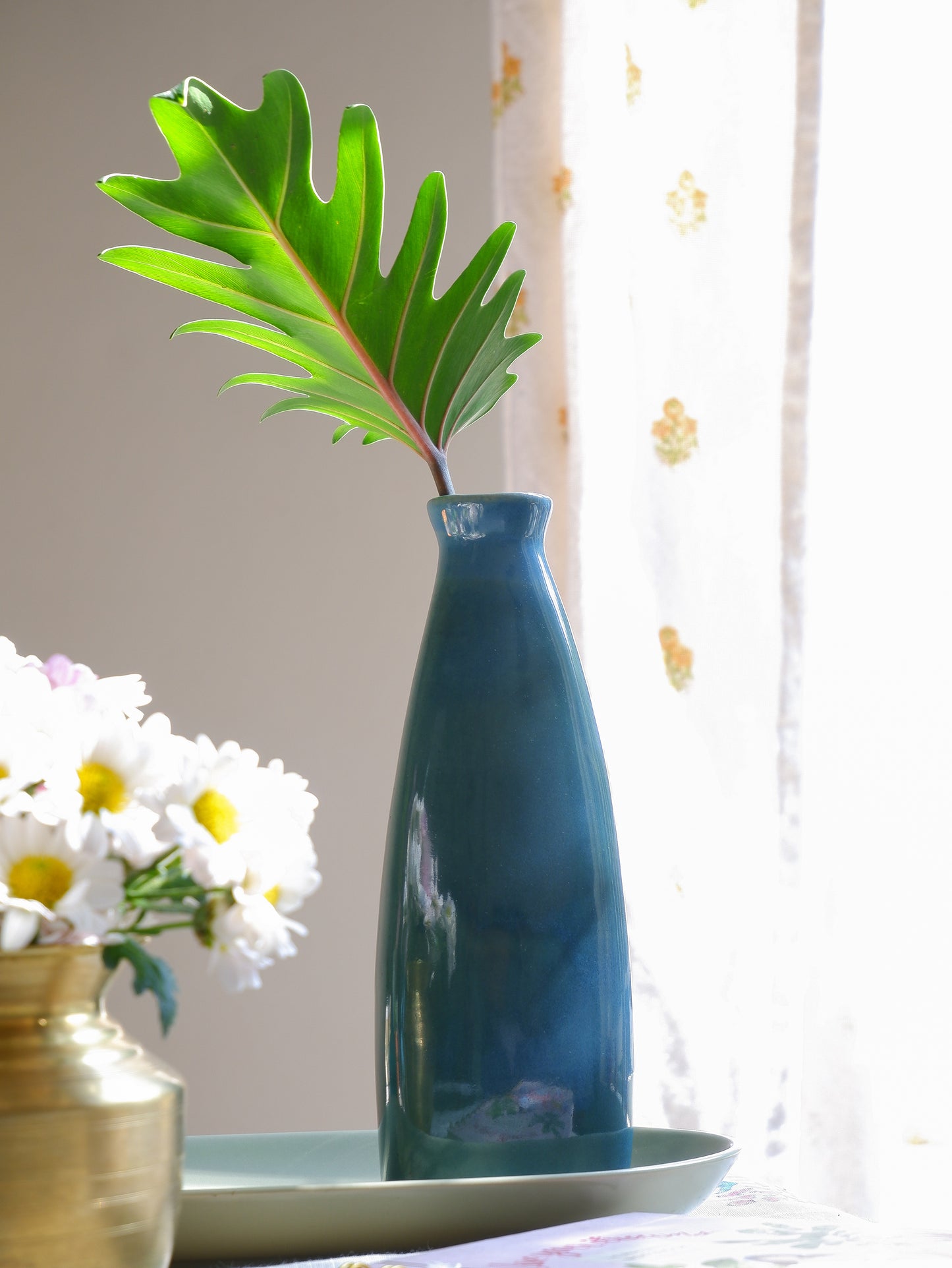 Aqua Bottle Ceramic Vase