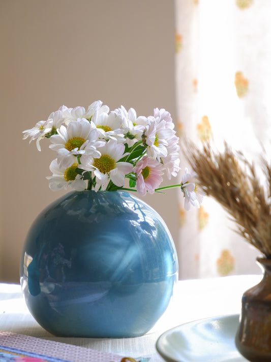 Aqua Orb Ceramic Vase-Light