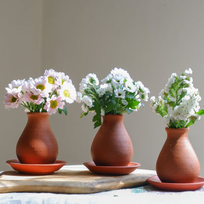 Tiny Terracotta Bud Vases- Set of 3