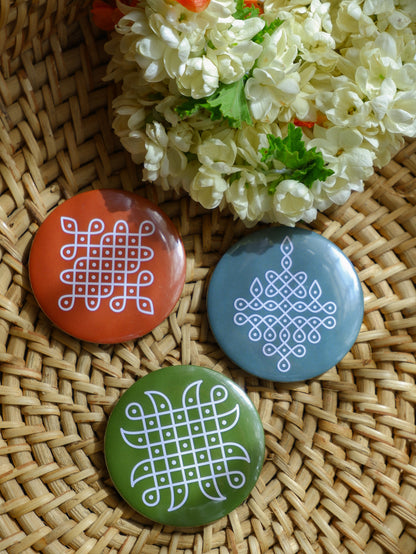 Kolam Fridge Magnets- Set of 3