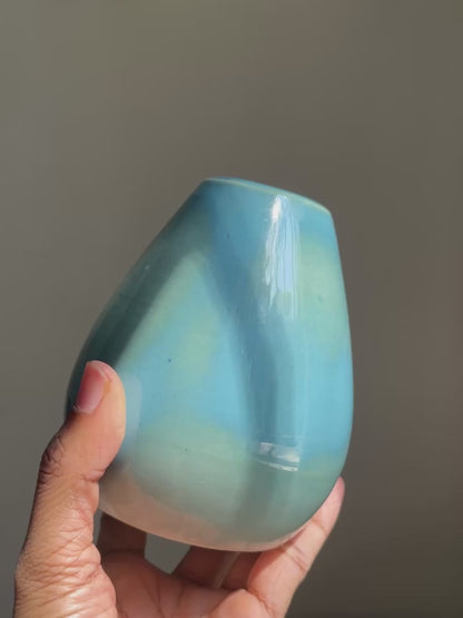 Aqua Conical Ceramic Vase- Seconds Sale